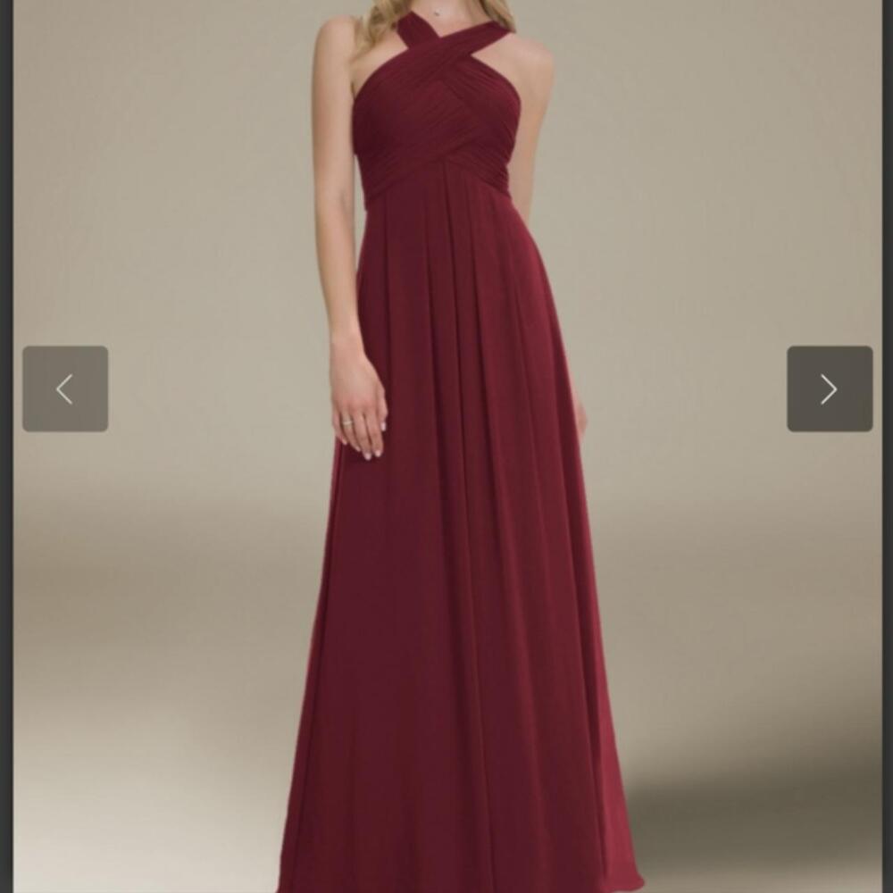 AW Vienna Chiffon Halter A-Line Bridesmaid Dress Red Sz 16